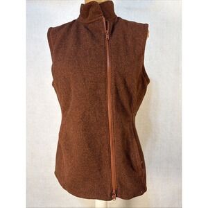 Athleta Size L Stroll Fleece Moto Vest Ancient Mahogany Brown Rust Full Zip